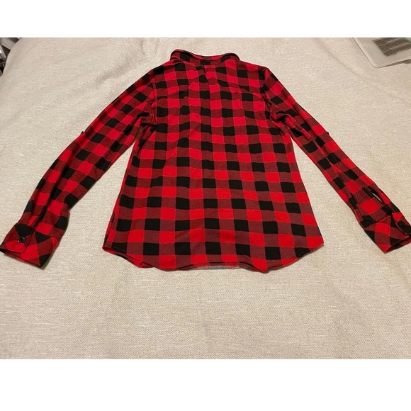DJT Women’s Roll Up Long Sleeve Collared Button Down Plaid Shirt Medium NEW - Picture 9 of 11